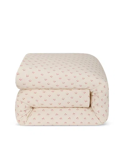 Piglet In Bed Martha Floral Cotton Duvet Cover, Queen In Neutral
