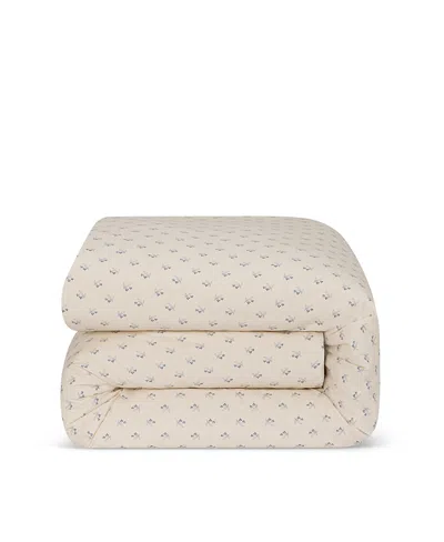 Piglet In Bed Martha Floral Cotton Duvet Cover, Twin In Neutral