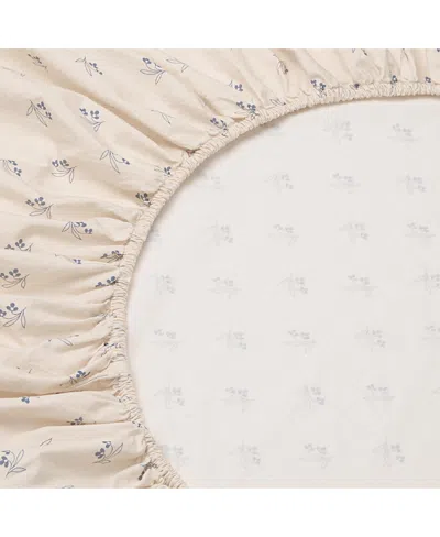 Piglet In Bed Martha Floral Cotton Fitted Sheet, Full In Neutral