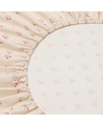 Piglet In Bed Martha Floral Cotton Fitted Sheet, Full In Neutral