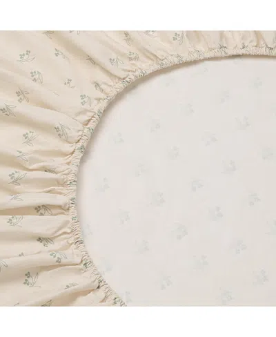 Piglet In Bed Martha Floral Cotton Fitted Sheet, Twin In Neutral