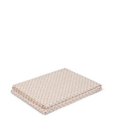Piglet In Bed Martha Floral Cotton Flat Sheet, Queen In Pink