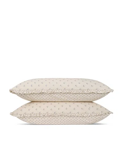 Piglet In Bed Martha Floral Cotton Pillowcase Pair, King In Neutral