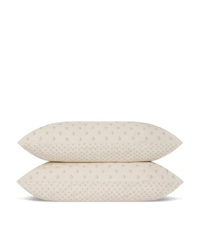 Piglet In Bed Martha Floral Cotton Pillowcase Pair, Queen In Neutral
