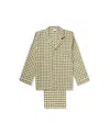Piglet In Bed Men's Gingham Linen Pajama Set In Botanical Green Gingham