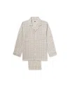 Piglet In Bed Men's Gingham Linen Pajama Set In Mushroom Gingham
