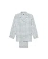 Piglet In Bed Men's Gingham Linen Pajama Set In Warm Blue Gingham