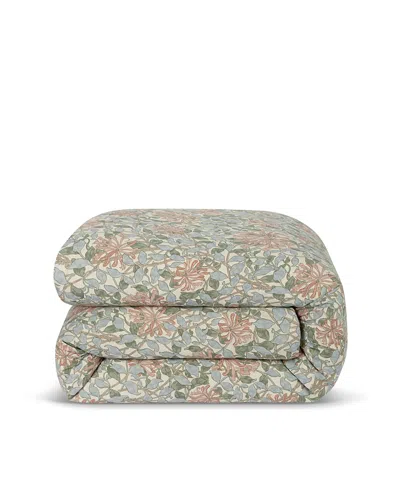 Piglet In Bed Morris & Co Honeysuckle Linen Blend Duvet Cover, Twin In Green