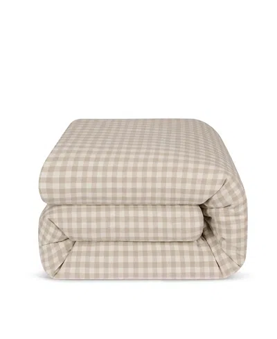 Piglet In Bed Pembroke Gingham Linen Blend Duvet Cover, Queen In Neutral