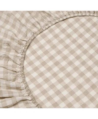 Piglet In Bed Pembroke Gingham Linen Blend Fitted Sheet, Full In Neutral
