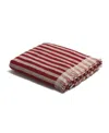 Piglet In Bed Pembroke Stripe Bath Sheet In Red