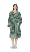 Piglet In Bed Pembroke Stripe Cotton Robe In Green