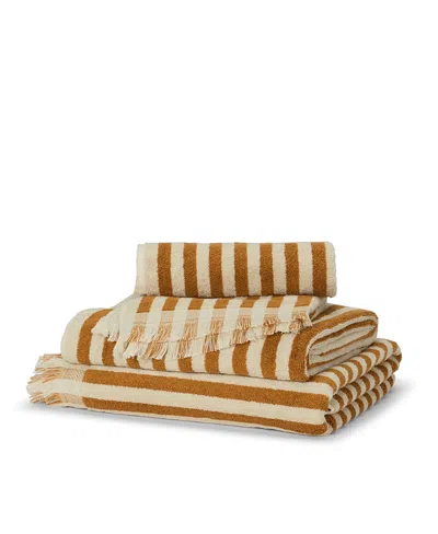 Piglet In Bed Pembroke Stripe Hand Towel In Brown