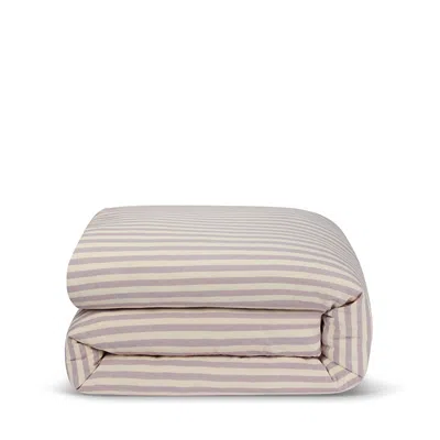 Piglet In Bed Pembroke Stripe Linen Blend Duvet Cover, Queen In Purple