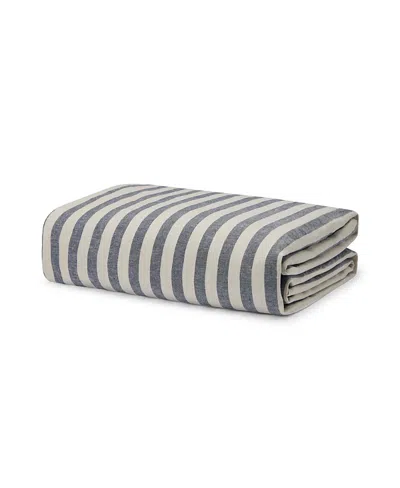 Piglet In Bed Pembroke Stripe Linen Blend Duvet Cover, Twin In Atlantic/oatmeal