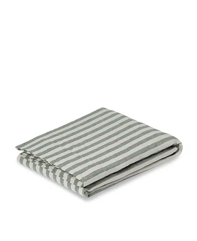 Piglet In Bed Pembroke Stripe Linen Blend Flat Sheet, Full In Gray