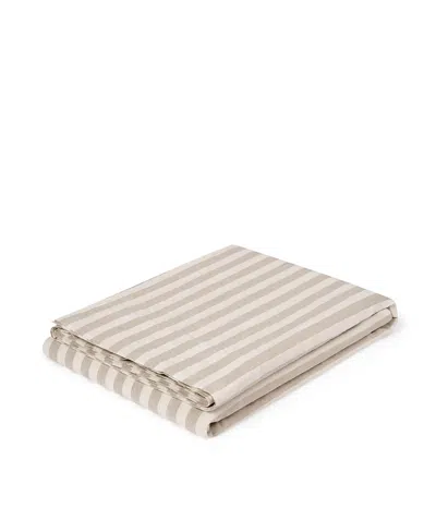 Piglet In Bed Pembroke Stripe Linen Blend Flat Sheet, Twin In Neutral