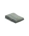 Piglet In Bed Pembroke Stripe Linen Blend Flat Sheet, Twin In Pine Green
