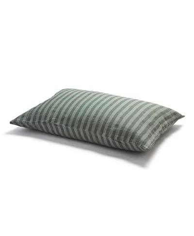 Piglet In Bed Pembroke Stripe Linen Blend Pillowcases, King In Pine Green