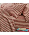 Piglet In Bed Pembroke Stripe Linen Fitted Sheet, King In Red