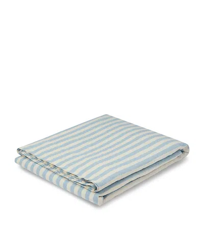 Piglet In Bed Pembroke Stripe Linen Flat Sheet, Twin In Blue
