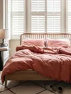 Piglet In Bed Plain Linen Blend Duvet Cover In Burnt Orange