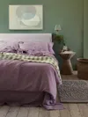 Piglet In Bed Plain Linen Blend Duvet Cover In Elderberry
