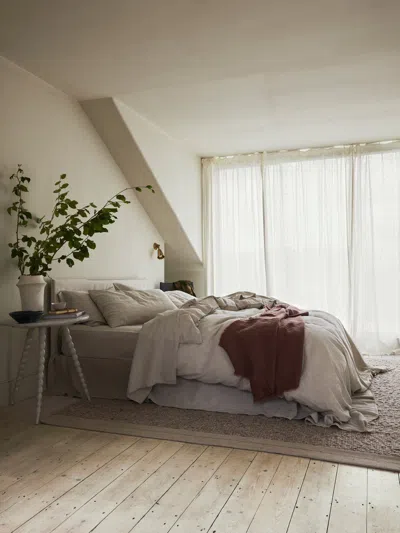 Piglet In Bed Plain Linen Blend Duvet Cover In Oatmeal