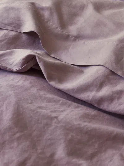 Piglet In Bed Plain Linen Blend Flat Sheet In Elderberry