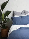 Piglet In Bed Plain Linen Blend Pillowcase Pair In Blueberry
