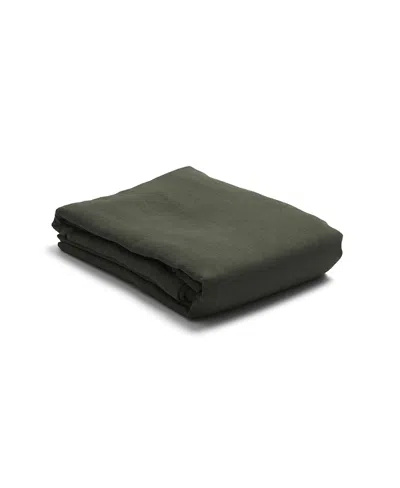 Piglet In Bed Plain Linen Duvet Cover, Queen In Green