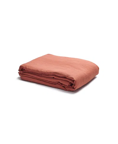 Piglet In Bed Plain Linen Duvet Cover, Queen In Orange