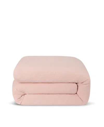 Piglet In Bed Plain Linen Duvet Cover, Queen In Pink