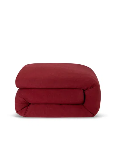 Piglet In Bed Plain Linen Duvet Cover, Twin In Burgundy