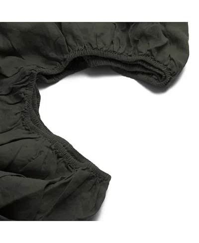 Piglet In Bed Plain Linen Fitted Sheet, Full In Black
