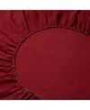 Piglet In Bed Plain Linen Fitted Sheet, Twin In Burgundy