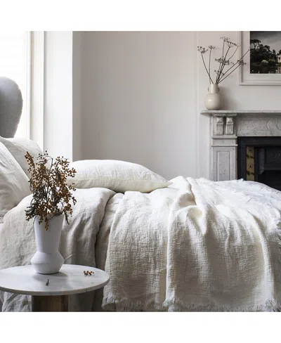 Piglet In Bed Plain Linen Fitted Sheet, Twin In Neutral
