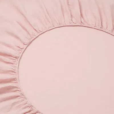 Piglet In Bed Plain Linen Fitted Sheet, Twin In Pink