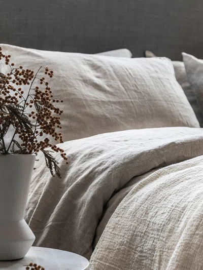 Piglet In Bed Plain Linen Pillowcase Pair In Oatmeal