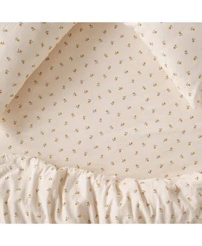 Piglet In Bed Posy Bud Linen Blend Fitted Sheet, Full In Animal Print