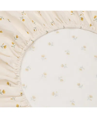 Piglet In Bed Posy Bud Linen Blend Fitted Sheet, King In Brown