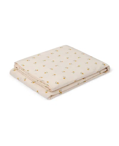 Piglet In Bed Posy Bud Linen Blend Flat Sheet, Full In Brown