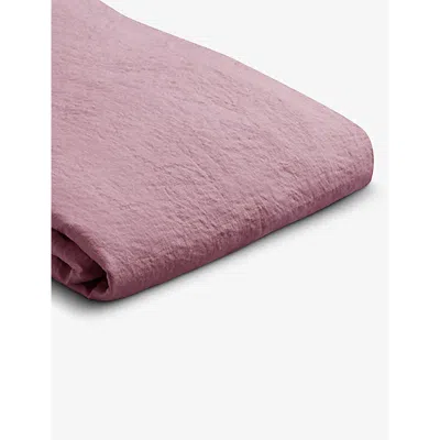 Piglet In Bed Raspberry Coconut-button-embellished Super King Linen Duvet Cover In Pink