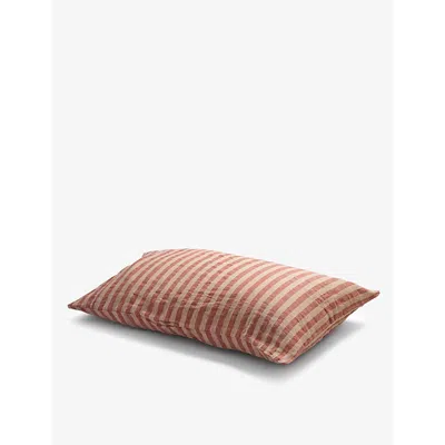 Piglet In Bed Stripe-pattern Super King Linen Pillowcases 50cm X 90cm In Sandred Pembroke