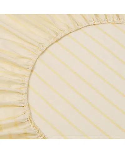 Piglet In Bed Slumber Stripe Cotton Fitted Sheet, Full In Yellow