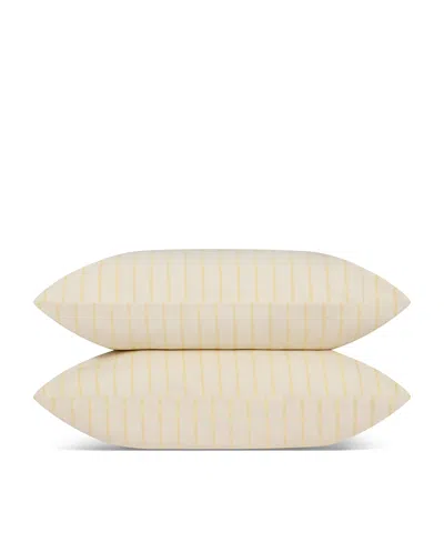 Piglet In Bed Slumber Stripe Cotton Pillowcase Pair, Standard In Yellow