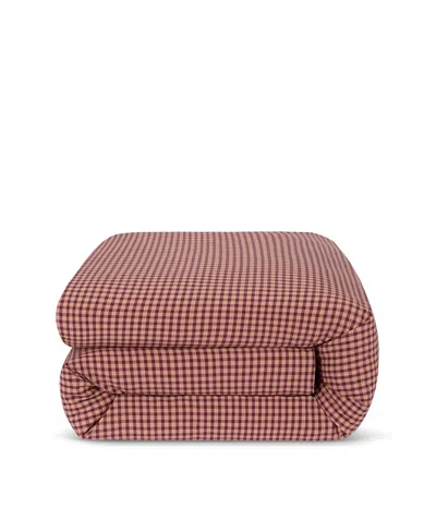 Piglet In Bed Small Gingham Check Duvet Cover, Queen In Burgundy