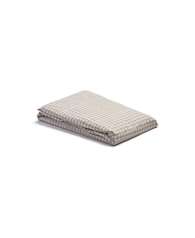 Piglet In Bed Small Gingham Check Duvet Cover, Twin In Neutral