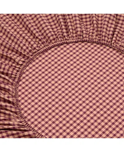 Piglet In Bed Small Gingham Check Fitted Sheet, King In Burgundy