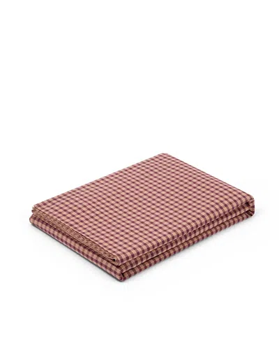 Piglet In Bed Small Gingham Check Flat Sheet, King In Burgundy